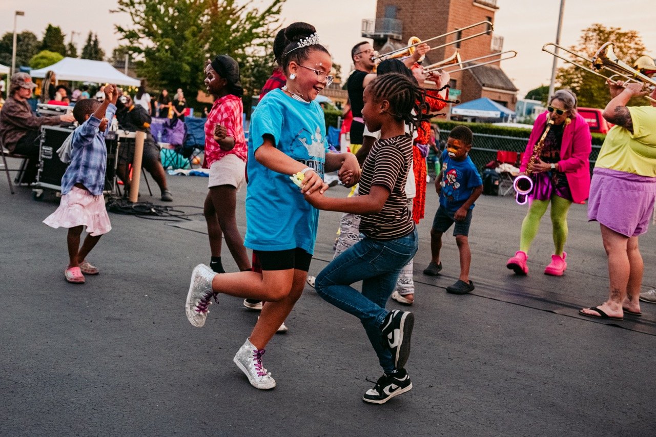 Dancing to Neon Brass Party at "Wicked: For Good" at Skyway Outdoor Cinema on August 21, 2026.